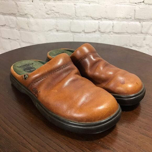 TIMBERLAND cognac leather clogs size 6 - Picture 1 of 8